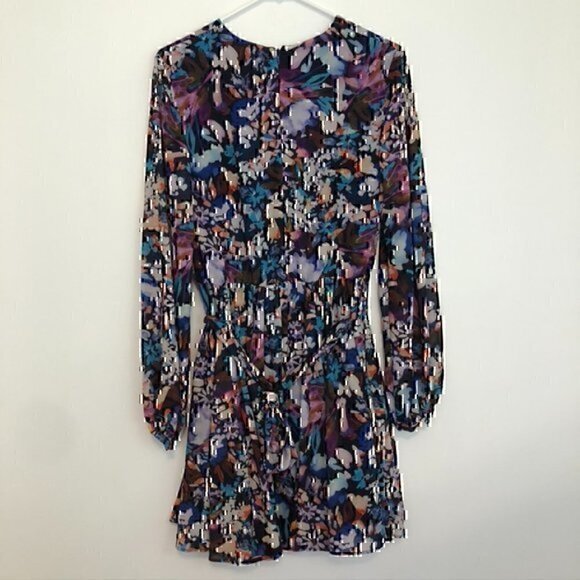 NEW NWT BELLE BADGLEY MISCHKA Alison V-Neck Garden Dress Purple Blue Floral US 4 - Picture 10 of 12